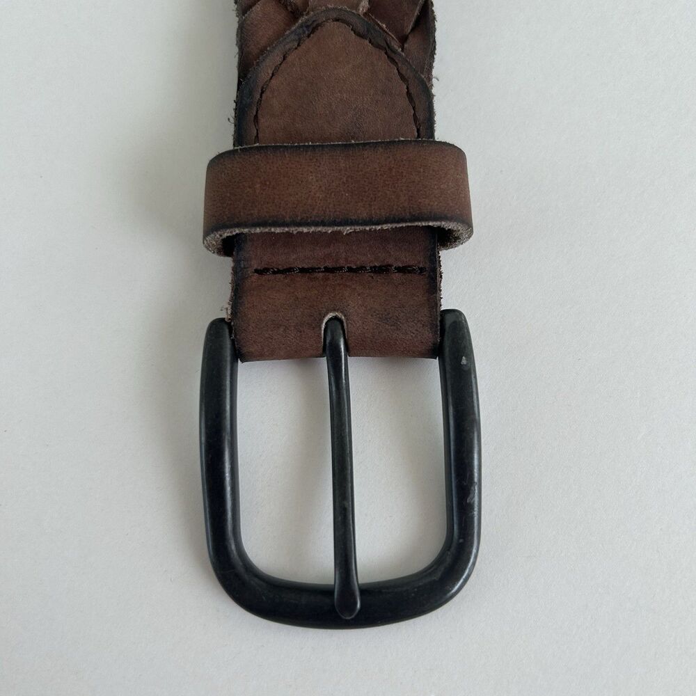 J Crew Braided Genuine Leather Belt Mens Size 36 Woven Brown 1.5” - Picture 5 of 9